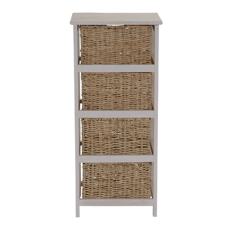 Household Essentials 4-Drawer Dresser with Natural Wicker Baskets