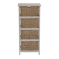 Household Essentials 4-Drawer Dresser with Natural Wicker Baskets