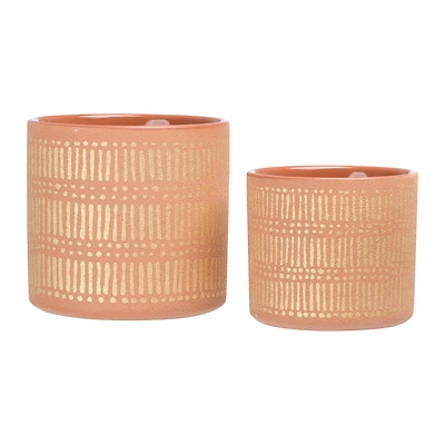 Hello Honey® Coral Stoneware Pots with Gold Pattern Set