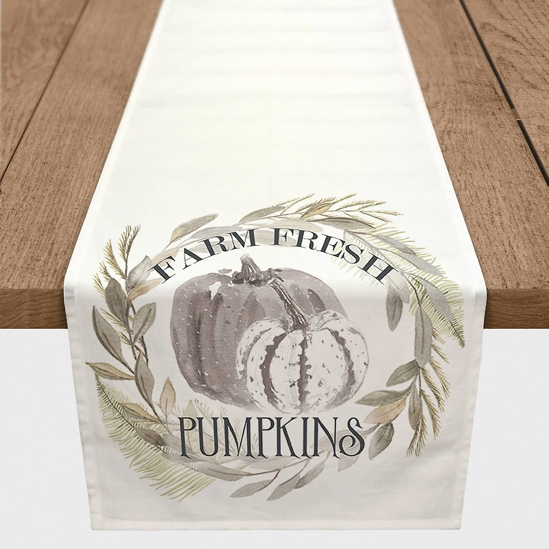 72" Pumpkins In Wreath Table Runner
