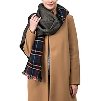 Glitzhome® 75" Plaid Reversible Scarf with Fringe