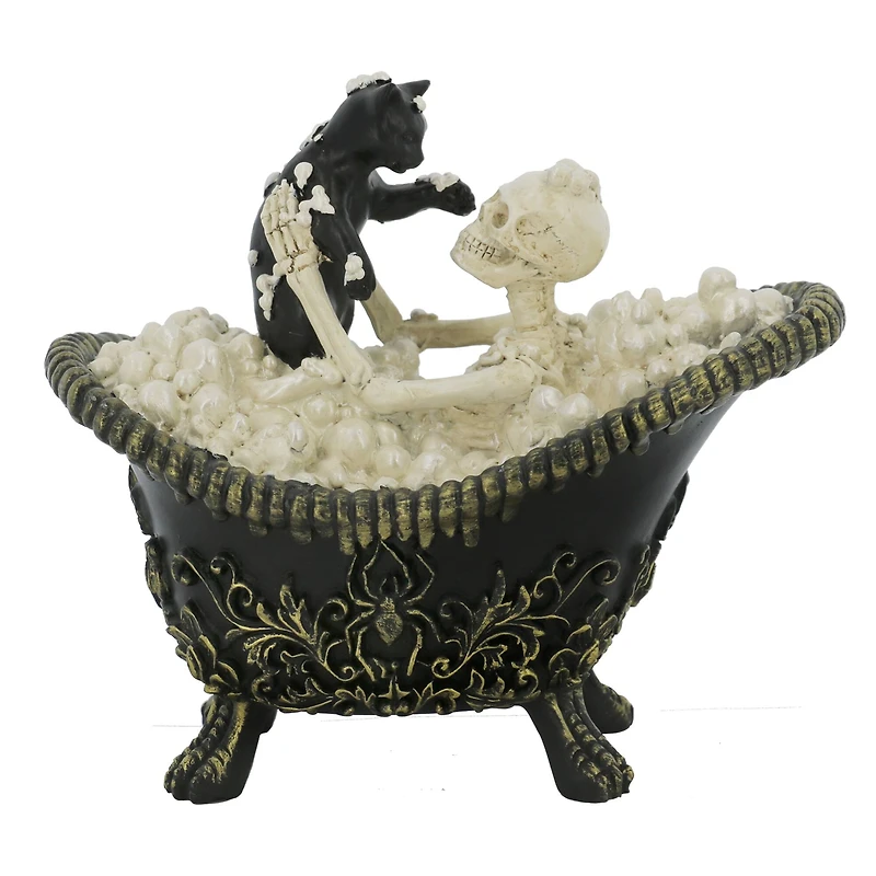 7.75" Bathing Skeleton with Black Cat Tabletop Décor by Ashland®