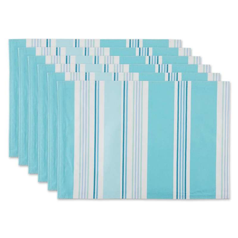 Beach House Stripe Print Outdoor  Placemat (Set of 6)