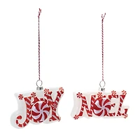 Peppermint Joy & Noel Glass Ornament Set