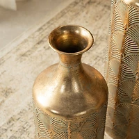 Glitzhome® Antique Gold Gingko Metal Floor Vases Set