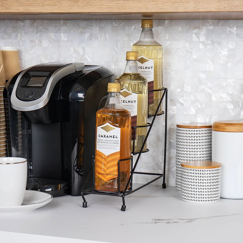 Mind Reader Alloy Collection Black 3-Compartment Graduated Bottle Stand