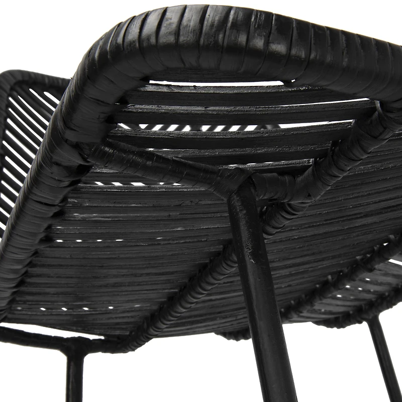 Hello Honey® Black Boho Rattan & Metal Bar Stool