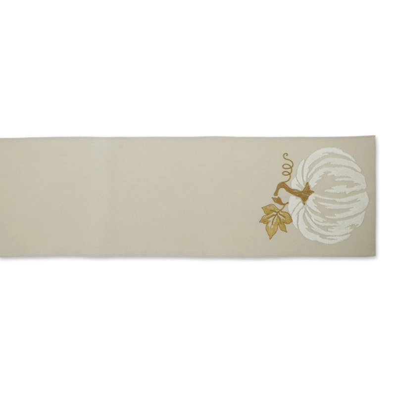 DII® 70" White Pumpkin Embroidered Table Runner