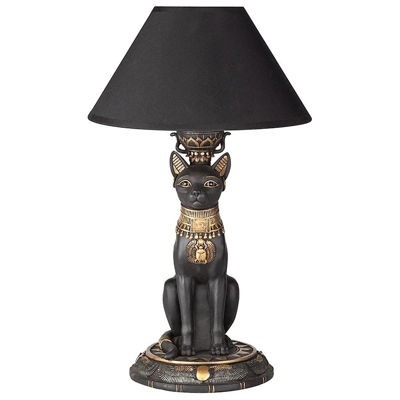 Design Toscano 16.5" Royal Cat Goddess Bastet Sculptural Table Lamp, 2ct.