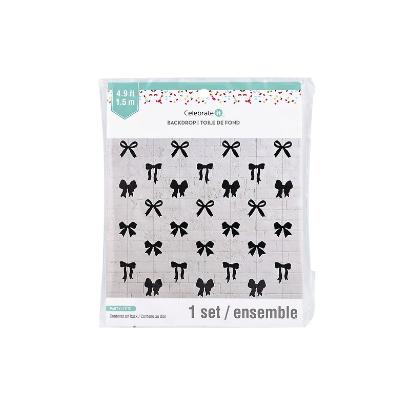 5ft. Black Bow Garland Backdrop by Celebrate It™