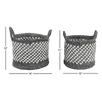 Gray Polyester Eclectic Storage Basket Set