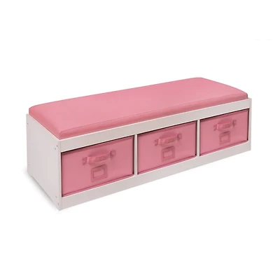 Badger Basket Kid's Cushioned Storage Bench With Three Bins