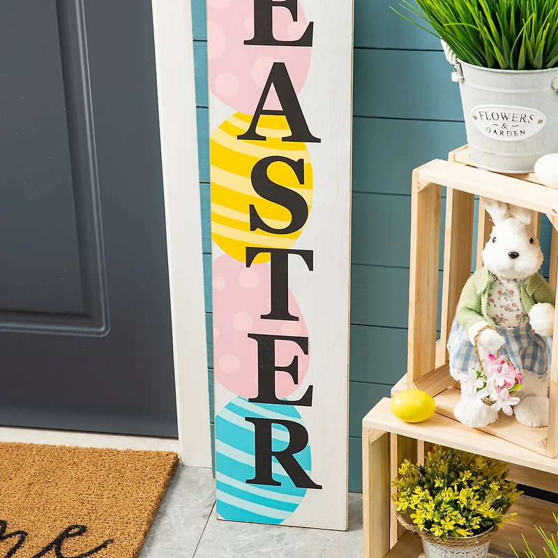 Glitzhome® 42" Wooden Happy Easter Porch Sign