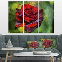 Designart - Red Rose on Green