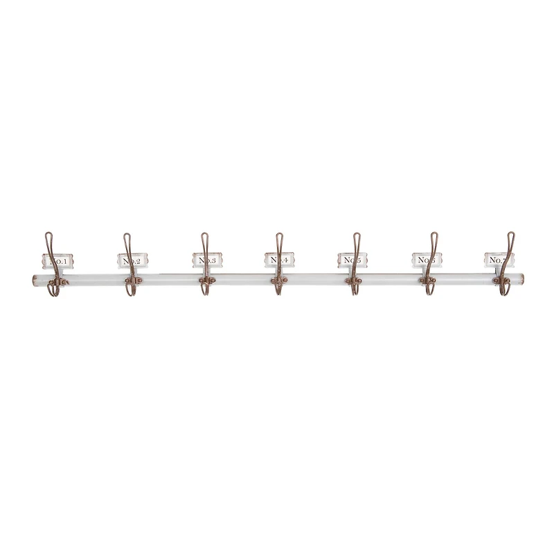 Hello Honey® 40'' Gray Metal Rod with 7 Numbered Wall Hooks
