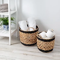 Honey Can Do Black & Brown Round Woven Decorative Nesting Basket Set