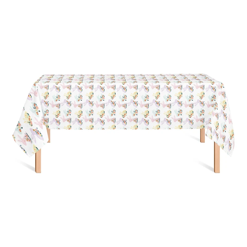 Pastel Floral Rabbits 58" x 102" Tablecloth