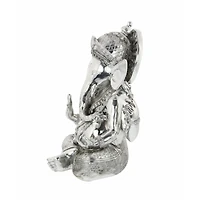 Silver Bohemian Polystone Sculpture, Ganesh 16" x 12" x 8"