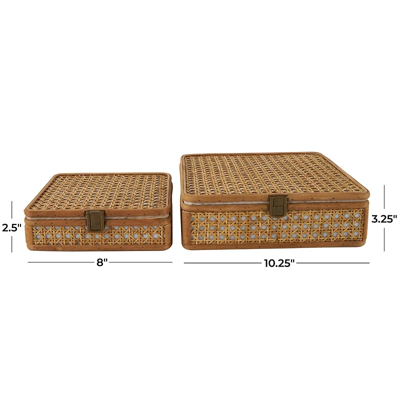 Brown Woven Rattan Box Set
