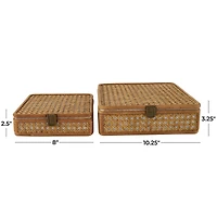 Brown Woven Rattan Box Set