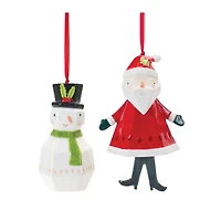Whimsical Santa & Snowman Ornament Set