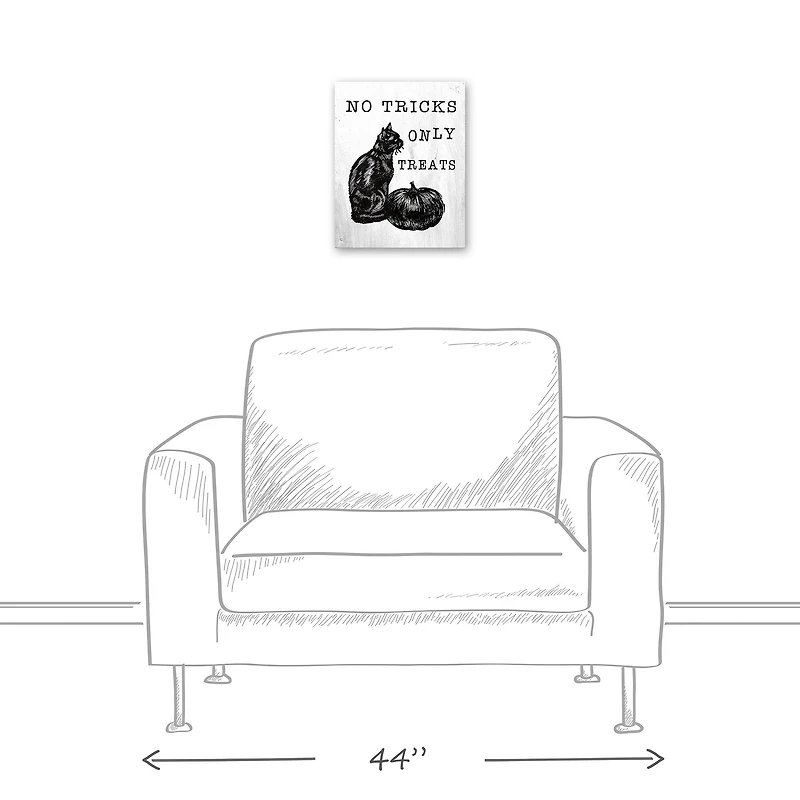 No Tricks Only Treats Black Cat Canvas Wall Art