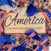 18" America God Shed His Grace on Thee Patriotic Bow Wreath