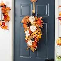 Glitzhome® 28" Fall Dahlia, Lotus Pod and Berry Swag