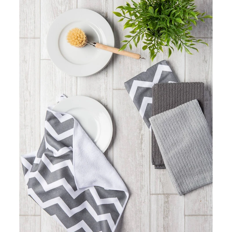 Gray Chevron Microfiber Dishtowel, 4ct.
