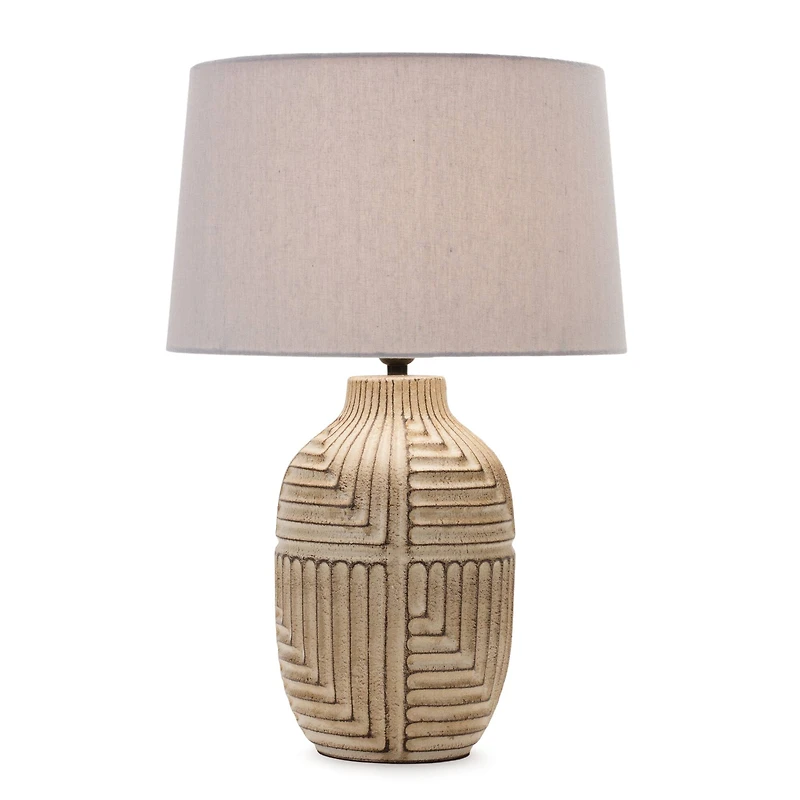 24" Ceramic & Linen Table Lamp