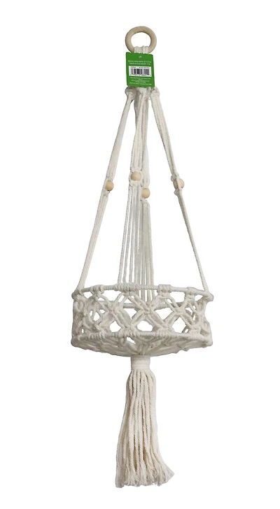 31.5" Natural White Macramé Hanging Basket by Ashland®
