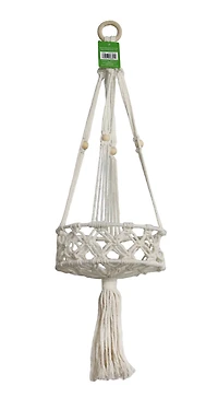 31.5" Natural White Macramé Hanging Basket by Ashland®
