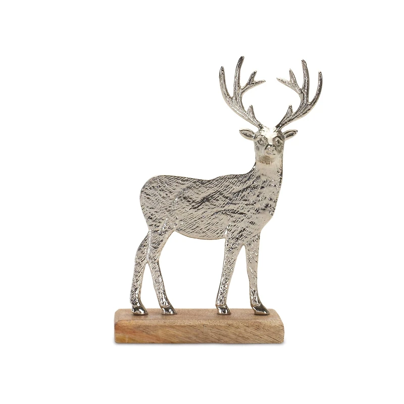 Metal Deer Silhouette with Wood Base Set