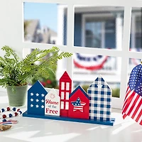 Glitzhome® 16" Wooden Patriotic America House Table Décor