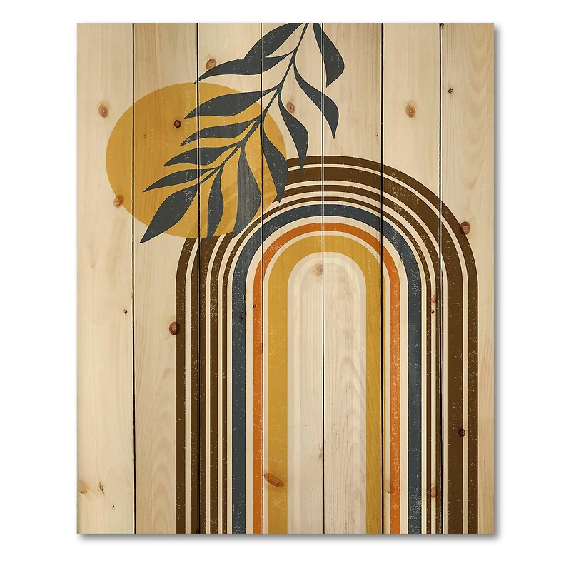 Designart - Abstract Sun Moon Leaves II