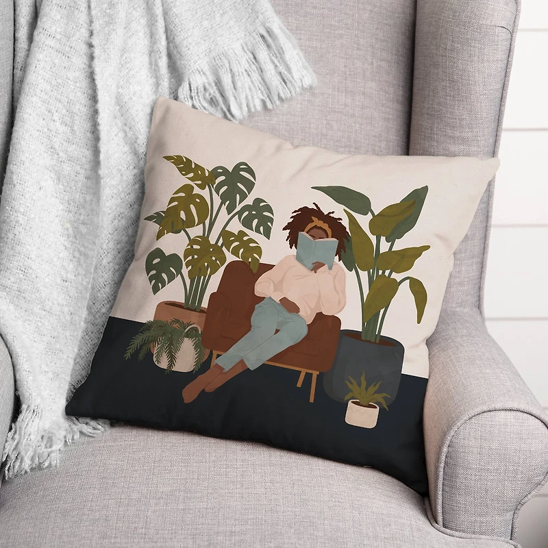 Reading Woman 18" x 18" Throw Pillow