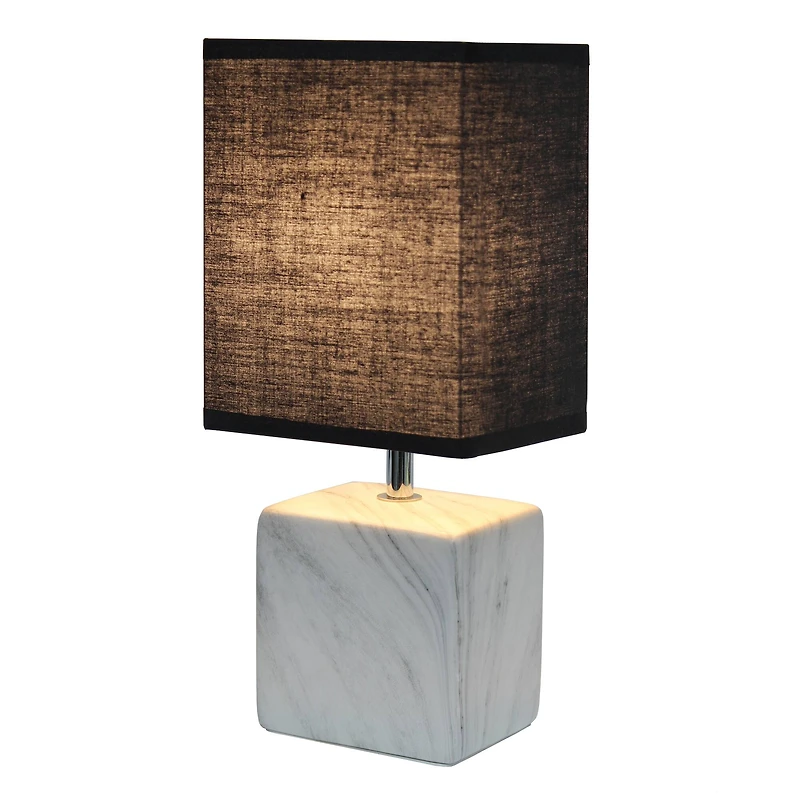 Simple Designs White Marbled Ceramic Table Lamp