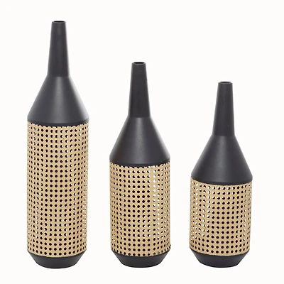 The Novogratz Set of 3 Brown Metal Contemporary Vase 24", 20", 18"