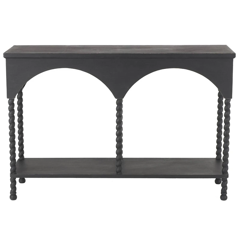 47" Black Wood Arched 1-Shelf Living Room Console Table