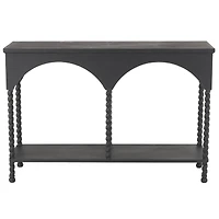 47" Black Wood Arched 1-Shelf Living Room Console Table
