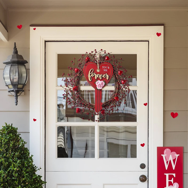 Glitzhome® 14" Valentine's Wooden Key-Shaped Door Hanger
