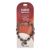 John Bead Jasper Gray Natural Stone Stretch Bracelet with Flower Charm