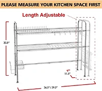 Silver Stainless Steel Adjustable Dish Racks