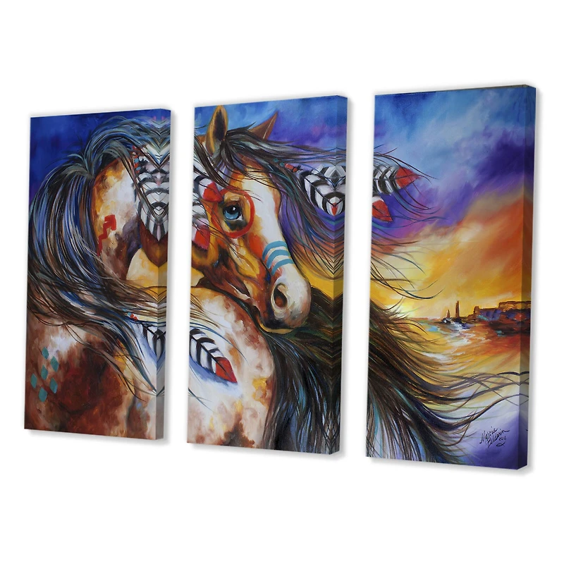 Designart - 5 Feathers Indian War Horse