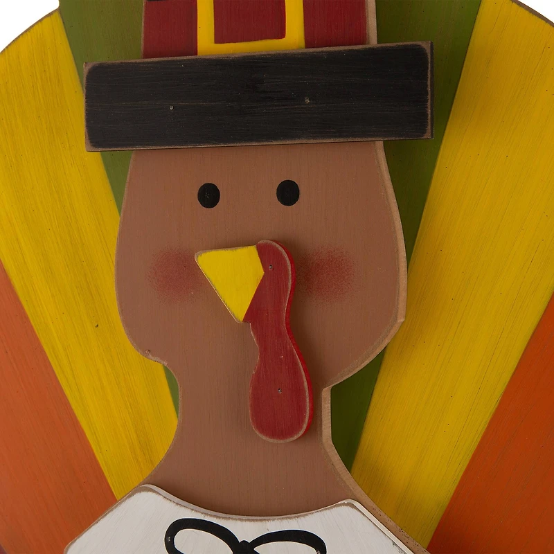 Glitzhome® 3.3ft. Thanksgiving Wooden Turkey Standing Décor