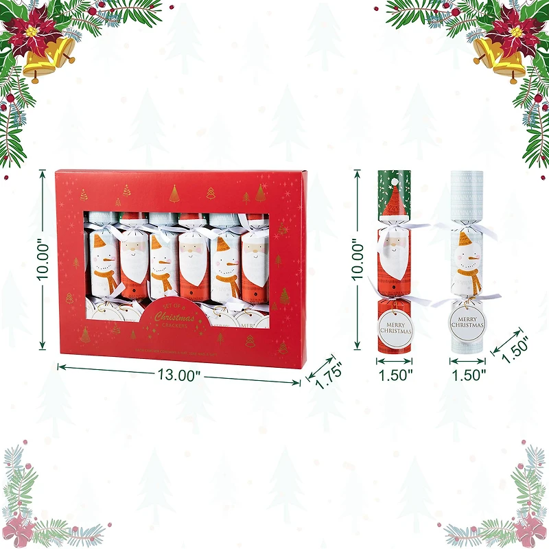 Glitzhome® 10" Christmas Santa & Snowman Party Cracker with Gift Contents, 8ct.