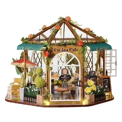 Wizardi Miniature Roombox: Wooden Coffee Shop Dollhouse Kit