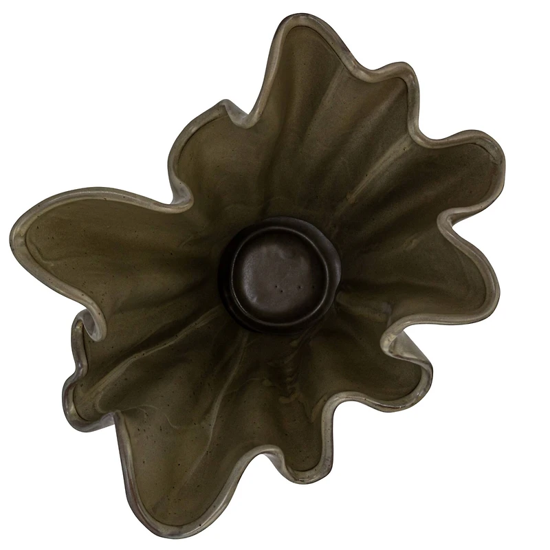 Hello Honey® 12" Sage Reactive Glaze Stoneware Ruffled Vase