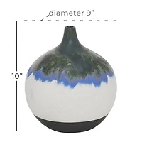 White Ceramic Contemporary Vase, 10" x 9" x 9"