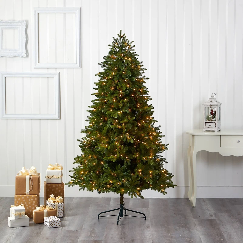 6.5ft. Pre-Lit Washington Fir Artificial Christmas Tree, Clear LED Lights